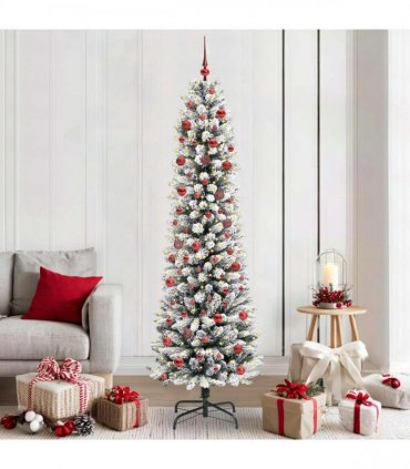 vidaXL Artificial Christmas Tree with 300 LEDs with Stand White 210 cm — Model: with LEDs &red balls