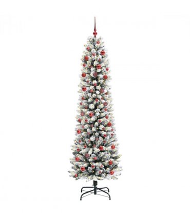 vidaXL Artificial Christmas Tree with 300 LEDs with Stand White 210 cm — Model: with LEDs &red balls