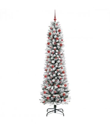vidaXL Artificial Christmas Tree with 300 LEDs with Stand White 210 cm — Model: with LEDs &red balls
