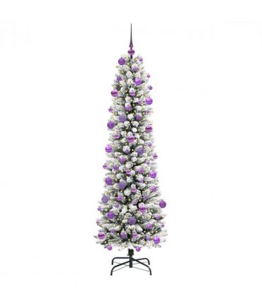 vidaXL Artificial Christmas Tree with 300 LEDs with Stand White 210 cm — Model: with LEDs &lilac balls