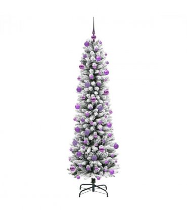 vidaXL Artificial Christmas Tree with 300 LEDs with Stand White 210 cm — Model: with LEDs &lilac balls