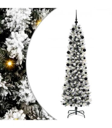 vidaXL Artificial Christmas Tree with 300 LEDs with Stand White 210 cm — Model: with LEDs &black balls