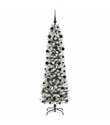 vidaXL Artificial Christmas Tree with 300 LEDs with Stand White 210 cm — Model: with LEDs &black balls
