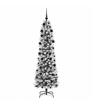vidaXL Artificial Christmas Tree with 300 LEDs with Stand White 210 cm — Model: with LEDs &black balls