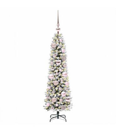 vidaXL Artificial Christmas Tree with 150 LEDs with Stand White 120 cm — Model: with LEDs &pink balls