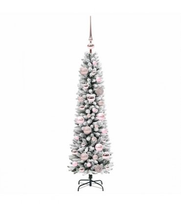 vidaXL Artificial Christmas Tree with 150 LEDs with Stand White 120 cm — Model: with LEDs &pink balls