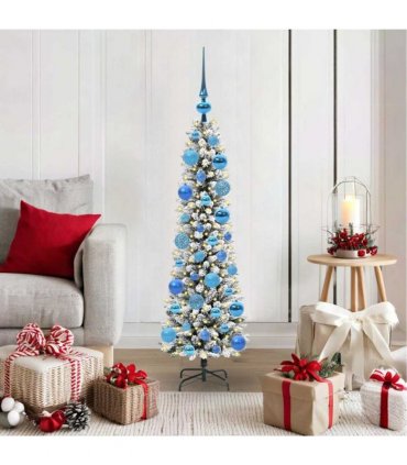 vidaXL Artificial Christmas Tree with 150 LEDs with Stand White 120 cm — Model: with LEDs &blue balls