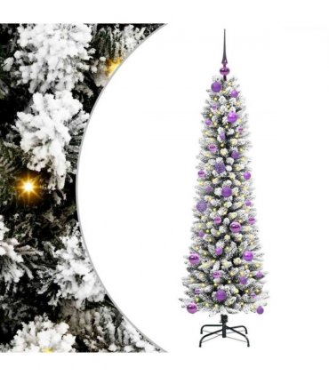 vidaXL Artificial Christmas Tree with 150 LEDs with Stand White 150 cm — Model: with LEDs &lilac balls