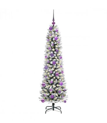 vidaXL Artificial Christmas Tree with 150 LEDs with Stand White 150 cm — Model: with LEDs &lilac balls