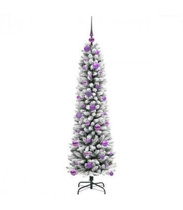 vidaXL Artificial Christmas Tree with 150 LEDs with Stand White 150 cm — Model: with LEDs &lilac balls