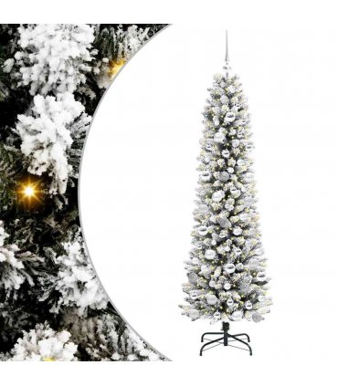 vidaXL Artificial Christmas Tree with 300 LEDs with Stand White 180 cm — Model: with LEDs &silver balls