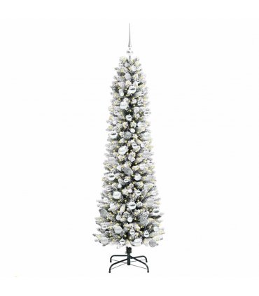 vidaXL Artificial Christmas Tree with 300 LEDs with Stand White 180 cm — Model: with LEDs &silver balls