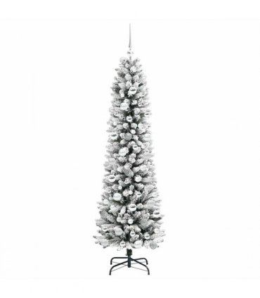vidaXL Artificial Christmas Tree with 300 LEDs with Stand White 180 cm — Model: with LEDs &silver balls
