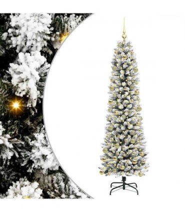 vidaXL Artificial Christmas Tree with 300 LEDs with Stand White 210 cm — Model: with LEDs &gold balls