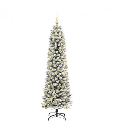 vidaXL Artificial Christmas Tree with 300 LEDs with Stand White 210 cm — Model: with LEDs &gold balls