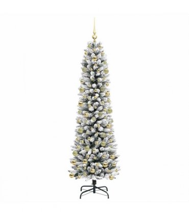 vidaXL Artificial Christmas Tree with 300 LEDs with Stand White 210 cm — Model: with LEDs &gold balls
