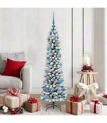 vidaXL Artificial Christmas Tree with 150 LEDs with Stand White 150 cm — Model: with LEDs &blue balls