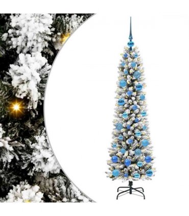vidaXL Artificial Christmas Tree with 150 LEDs with Stand White 150 cm — Model: with LEDs &blue balls