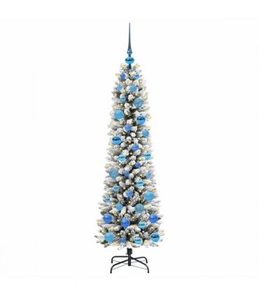 vidaXL Artificial Christmas Tree with 150 LEDs with Stand White 150 cm — Model: with LEDs &blue balls
