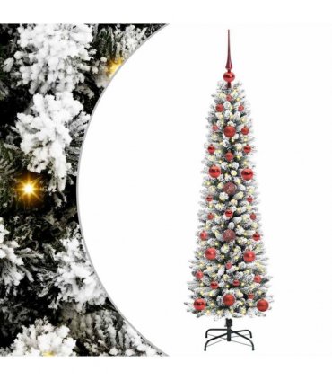 vidaXL Artificial Christmas Tree with 150 LEDs with Stand White 120 cm — Model: with LEDs &red balls