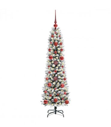 vidaXL Artificial Christmas Tree with 150 LEDs with Stand White 120 cm — Model: with LEDs &red balls