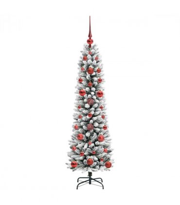 vidaXL Artificial Christmas Tree with 150 LEDs with Stand White 120 cm — Model: with LEDs &red balls