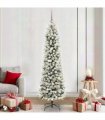 vidaXL Artificial Christmas Tree with 300 LEDs with Stand White 210 cm — Model: with LEDs&white/grey balls