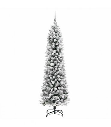 vidaXL Artificial Christmas Tree with 300 LEDs with Stand White 210 cm — Model: with LEDs&white/grey balls