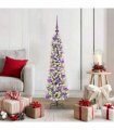 vidaXL Artificial Christmas Tree with 150 LEDs with Stand White 120 cm — Model: with LEDs &lilac balls