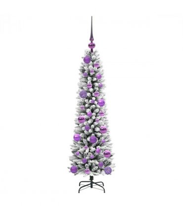 vidaXL Artificial Christmas Tree with 150 LEDs with Stand White 120 cm — Model: with LEDs &lilac balls