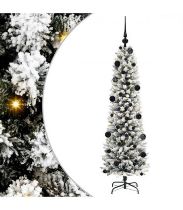 vidaXL Artificial Christmas Tree with 150 LEDs with Stand White 150 cm — Model: with LEDs &black balls