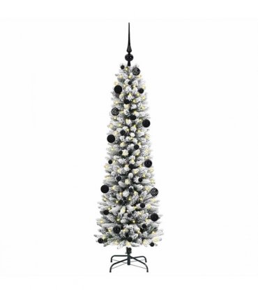 vidaXL Artificial Christmas Tree with 150 LEDs with Stand White 150 cm — Model: with LEDs &black balls