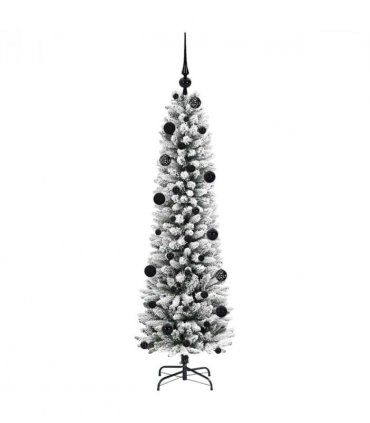 vidaXL Artificial Christmas Tree with 150 LEDs with Stand White 150 cm — Model: with LEDs &black balls