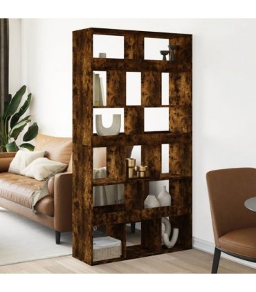 vidaXL Room Divider Smoked Oak100x33x187.5 cm Engineered Wood