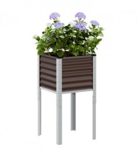 vidaXL Garden Planter Brown 45x45x88 cm Steel — Colour: steel/brown, Size: 45 x 45 x 88 cm
