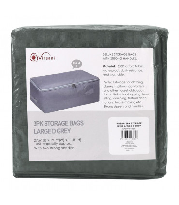 1pk Storage Bags Organiser 105L Capacity Underbed Moving Bag - Dark Grey