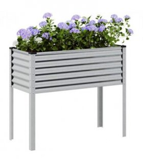 vidaXL Garden Planter 100x45x90 cm Galvanised Steel — Colour: galvanized steel/grey, Size: 100 x 45 x 90 cm