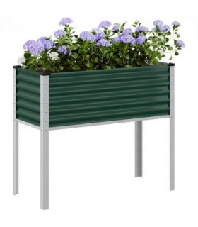 vidaXL Garden Planter Green 100x45x90 cm Steel — Colour: steel/green, Size: 100 x 45 x 90 cm