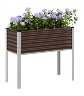 vidaXL Garden Planter Brown 100x45x90 cm Steel — Colour: steel/brown, Size: 100 x 45 x 90 cm