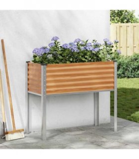 vidaXL Garden Planter Light Brown 100 x 45 x 90 cm Galvanised Steel — Colour: Wood look