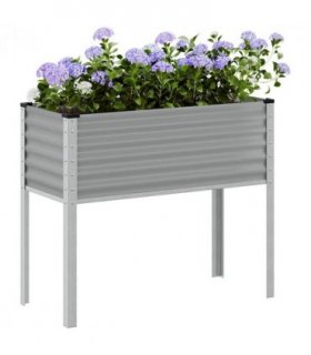 vidaXL Garden Planter Grey 100x45x90 cm Steel — Colour: steel/grey, Size: 100 x 45 x 90 cm