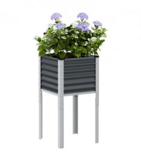 vidaXL Garden Planter Anthracite 45x45x88 cm Steel — Colour: steel/anthracite, Size: 45 x 45 x 88 cm