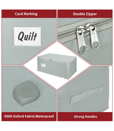 1pk Storage Bags Organiser 50L Capacity Underbed Moving Bag - Light Grey