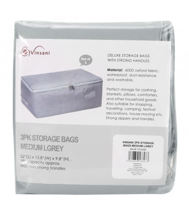 1pk Storage Bags Organiser 50L Capacity Underbed Moving Bag - Light Grey