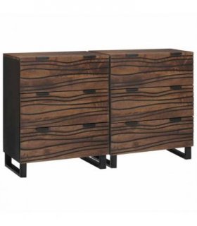 vidaXL Sideboard Set 2 pcs Walnut 120 x 33.5 x 75 cm Solid Mango Wood — Colour: Walnut brown