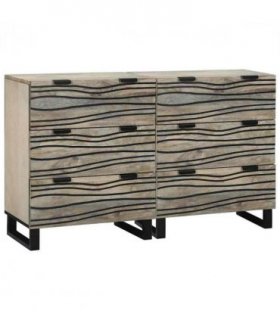 vidaXL Sideboard Set 2 pcs White 120 x 33.5 x 75 cm Solid Mango Wood