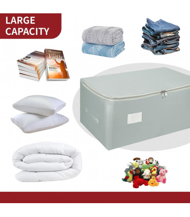 1pk Storage Bags Organiser 50L Capacity Underbed Moving Bag - Light Grey