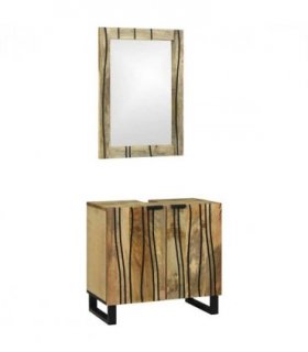 vidaXL Bathroom Cabinet Set 2 pcs Natural Solid Mango Wood