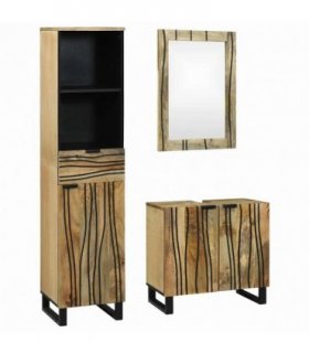 vidaXL Bathroom Furniture Set with Drawer 3 pcs Brown Engineered Wood — Colour: Natural