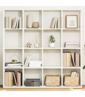 vidaXL Book Cabinet White 137.5x29x137.5 cm Engineered Wood — Size: 137.5 x 29 x 137.5 cm